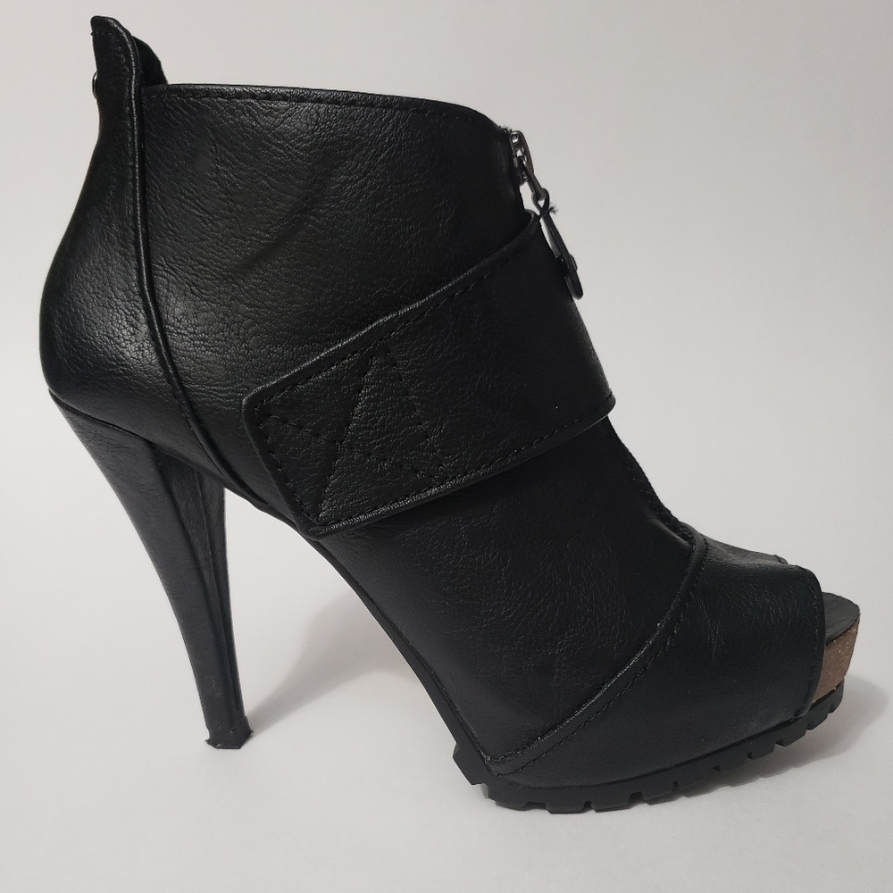 Black peep toe booties